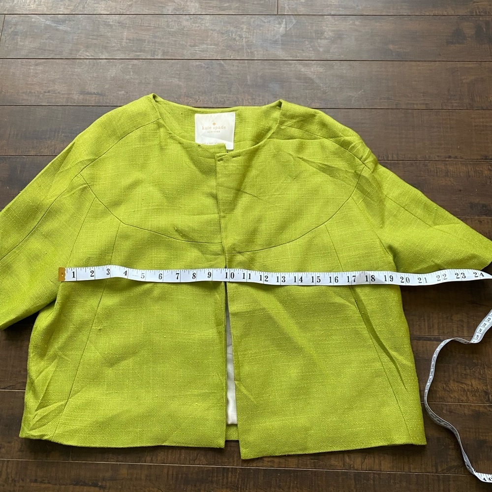 Kate Spade NY Lime Green Cropped Micah open front jacket - Picture 6 of 12